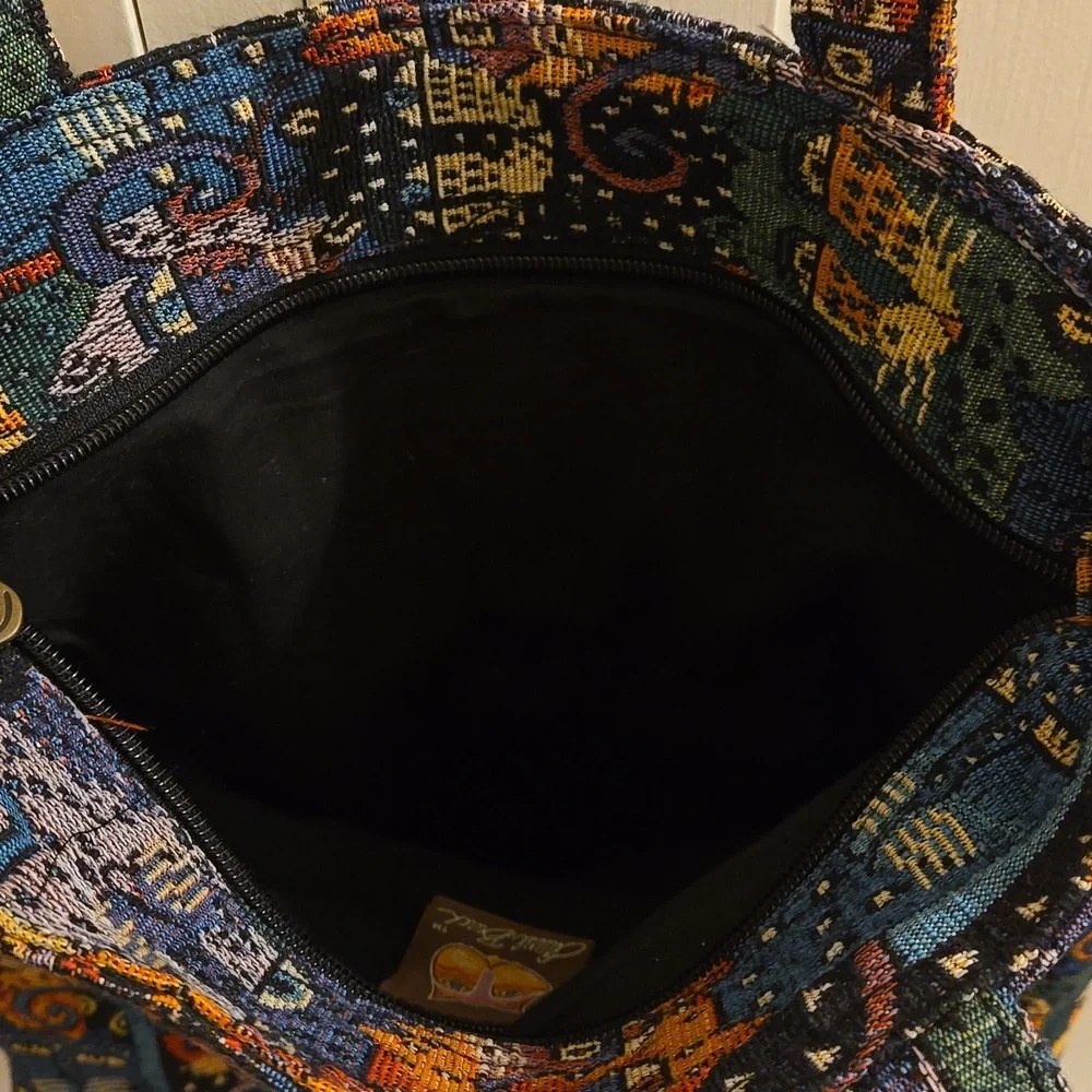 Laurel Burch Vintage tote style cat motif tapestry bag - Picture 10 of 11